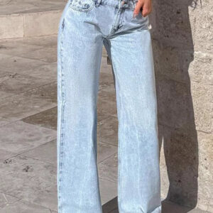 Frayed High Waist Loose Wide Leg Jeans