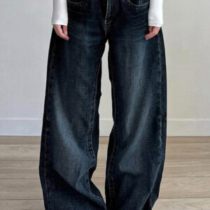 Minimal Vintage Loose Washed Black Jeans